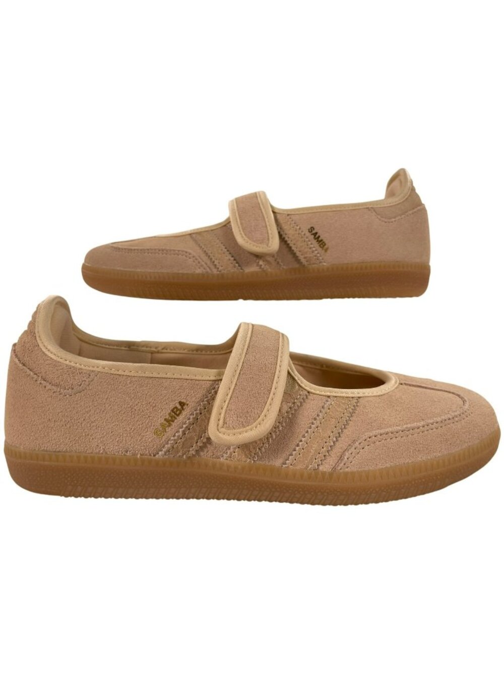 Adidas Samba Jane Shoes Sand Suede Velcro Strap Casual Style Women's Size 8 NEW